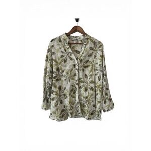 Harve Benard Women's Linen Cotton Button Up Size‎ 2X Palm Tree Tropical Vacation